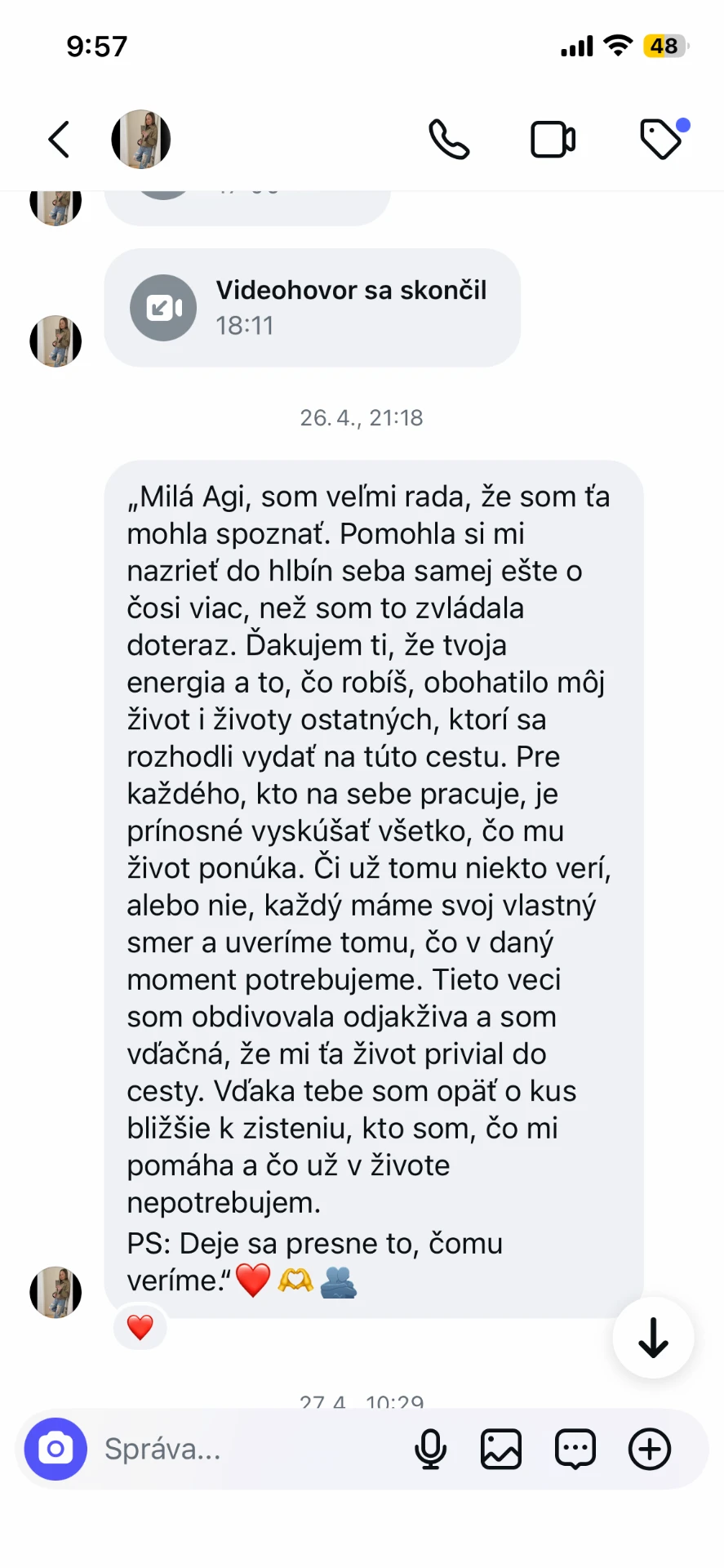 Screenshot recenzie klientky Moniky